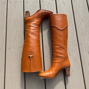 Gucci Elizabeth Horsebit Cognac Leather Boots 36.5
